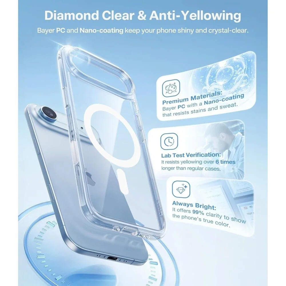 TORRAS Stronger Magnetic Clear for iPhone 17 Air Case, Anti Yellowing, Magsafe